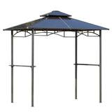 Outsunny 8' x 5' Barbecue Grill Gazebo Tent, Outdoor BBQ Canopy with Side Shelves, and Double Layer PC Roof, Brown Outsunny