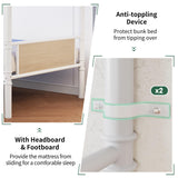 Jocoevol Metal LED Bunk Bed Twin Over Twin with 2 Storage Drawers, USB Charging Station, Industrial Bunkbeds Heavy Duty Bed with Safety Guardrail and Ladder, No Box Spring Needed, White Jocoevol