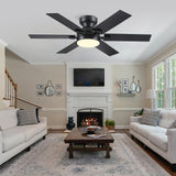 Goniyado 52" Low Profile Ceiling Fans with Lights and Remote,Black Outdoor Ceiling Fans with Quiet DC Motor, Dimmable 6 Speeds Reversible,Modern Flush Mount Light Fans for Living Room Patio Kitchen Goniyado