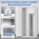 DNA MOTORING Metal Storage Cabinet, 72" Storage Wardrobe with Lock and Hanging Rod, Locking Cabinet Heavy Duty Utility Cabinet with 4 Shelves for Garage,Office,Home,Gym, White, TOOLS-00633-WH-WH DNA MOTORING