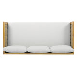 Merax 67.5" Outdoor Patio Daybed 3 Seater Sofa Bed,Acacia Wood Frame with Rattan Arm,Cushion & Pillow for Pool Merax