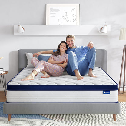 Avenco Queen Size Mattress, 12 Inch Queen Mattresses in a Box, Hybrid Spring Mattresses with Comfort Foam and Pocket Coils for Pressure Relief & Motion Isolation