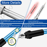 Soldering Iron Kit Soldering Kit With Temperature Adjustable Electric Soldering Gun,60w 110v Soldering Iron With Ceramic Heater,5pcs Different Soldering Tips Soldering Iron Stand (Blue) Vanwoke