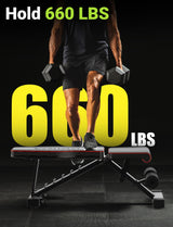 Yoleo Adjustable Weight Bench for Full Body Workout; Foldable Bench Press Bench of Home Gym Strength Training; Incline Decline Flat Utility Workout Bench with Quick Folding& Fast Adjustment (Black) YOLEO