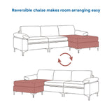 VANOMi 100" Sectional Couch for Living Room, Modern Faux Leather Modular Sectional Sofa 3-Seater Convertible Sofa with Chaise for Apartment, Right/Left-L-Shaped, Dark Brown VANOMi