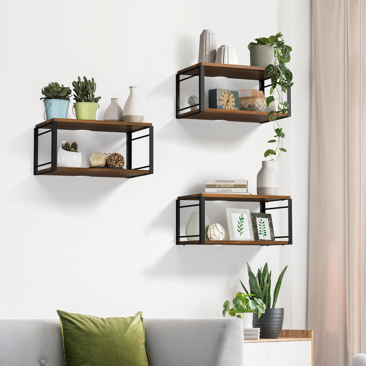 NANAGIFTREE Floating Nightstand, Wood Bedside Shelf Wall Mounted Nightstand, Floating Bedside Table Wall Shelf for Bedroom, Living Room, Bathroom, Kitchen, Office (Vintage Brown) NANAGIFTREE