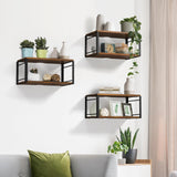 NANAGIFTREE Floating Nightstand Set of 2, Wood Bedside Shelf Wall Mounted Nightstand, Floating Bedside Table for Bedroom, Living Room, Bathroom, Kitchen, Office (Vintage Brown) NANAGIFTREE