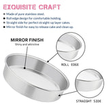 E-far 8 Inch Cake Pan Set of 3, Stainless Steel Round Layer Cake Baking Pans, Non-Toxic & Healthy, Mirror Finish & Dishwasher Safe E-far