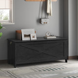 MAHANCRIS 47.2" Toy Chest, Sturdy Entryway Storage Chest with Safety Hinge, Retro Toy Box, Wooden Look Accent Furniture for Living Room, Bedroom, Black SCBK48801 MAHANCRIS