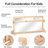 KRAND 3-Position Montessori Wood Frame Non-Shatter Safety Pull Up Bar Baby Big Mirror Set, Infant Coordination Mirror, Kids Classroom Furniture for Daycare, Homeschool or Preschool KRAND