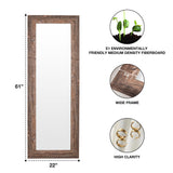 Syndra Modern Design Full Length Mirror, 61"L x 22"W, Wall Mounted, Rectangular, Framed, Wood/wood tone, HD Reflections, Shatterproof, Frosted Edges, Home Decor, Bedroom, Bathroom, Living Room Syndra