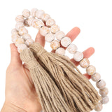 IMIKEYA Wooden Beads Garland: Farmhouse Wood Bead Garland for Tiered Tray Farmhouse Beads Hanging Wood Bead Garland with Tassels Prayer Rustic Beads for Coffee Table Decor IMIKEYA