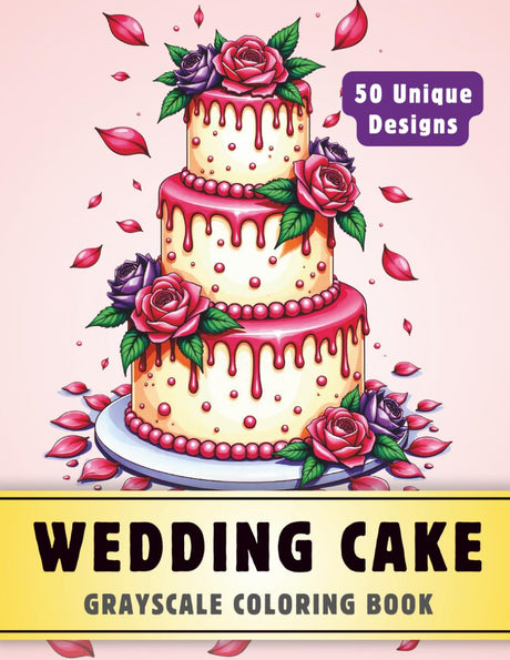 Wedding Cake Coloring Book: Grayscale Coloring Book for Adults with 50 High-Quality and Unique Illustrations for Relaxation and Stress Relief. (Grayscale Coloring Books for Adults) WoodArtSupply