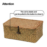 Set of 2 Wicker Basket with Lid, Seagrass Woven Basket for Storage, Decorative Storage Baskets Bins for Organizing Home ORDELITE