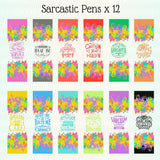 12 PC Funny Pens Sublimation Fun Ink Pen Bulk Set Rude Snarky Sassy Daily Sarcastic Quote Crude Word Sayings Humor Work Office Gag Writing Instruments Supplies Coworkers Gifts Novelty for Adults YJ PREMIUMS