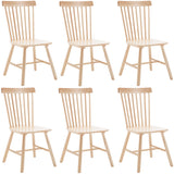 DM Furniture Dining Room Chairs Set of 6, Windsor Dining Chair with Spindle Back, Farmhouse Armless Side Chair, Solid Wood French Country Kitchen Chairs for Home/Patio/Restaurant, Natual DM Furniture