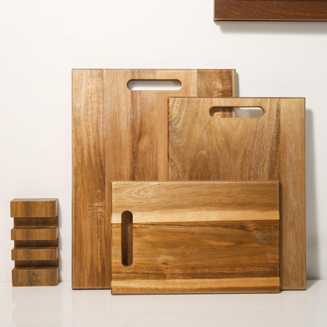 YSTKC Acacia Wood Cutting Boards Set of 3 PCS for Kitchen, Large Wooden Cutting Board Set with Handle, Thick Chopping Board, Butcher Block Wooden Trays for Meat, Fruit Vegetable and Cheese YSTKC