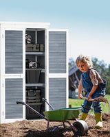 Bealife 63.2" Outdoor Storage Cabinet with Double Doors, Lockable Vertical Storage Shed with 3 Shelves Organizer, Waterproof Fir Wood Tool Closet Shed for Garden, Backyard, Patio, and Lawn -Grey Bealife
