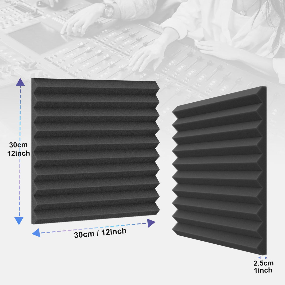 Burdurry 50 Pack Acoustic Panels Soundproof Studio Foam for Walls Sound Absorbing Panels Sound Insulation Wedge for Studio, 1" X 12" X 12" (Black) Burdurry