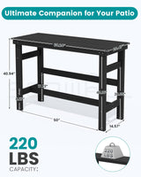 SERWALL 41" Outdoor Bar Table, All Weather HDPE Patio Bar Counter Height Table, Rectangle Patio Bar Table for Outside, Garden, Backyard, Balcony, Poolside, Black SERWALL