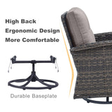 HUMMUH 5-Piece Patio Furniture Wicker Outdoor Conversation Set,All-Weather Rattan Swivel Chairs Bistro Set with Loveseat Coffee Table for Backyard,Poolside,Deck(Brown/Grey) HUMMUH
