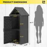 Fancyango Outdoor Resin Storage Shed, Upgrade Durable Storage Cabinet with Removable Shelves and Lock Ring, Reinforced Floor, All-Weather Construction for Garden Patio Lawn (Black) Fancyango