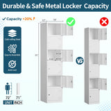 MIIIKO Office Storage Locker with Keys, 6 Doors Employee Lockers White, Large Metal Locker for School, Locker Room, Gym, Breakroom and Mudroom MIIIKO