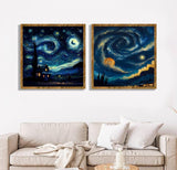 hyzsj 4 Pack Paint by Numbers Kit for Adults with Frame,Moon Paint by Numbers for Adults, Paint by Number with Easel, DIY Starry Sky Paint by Number Kits for Home Wall Decor（7.87x7.87inch hyzsj