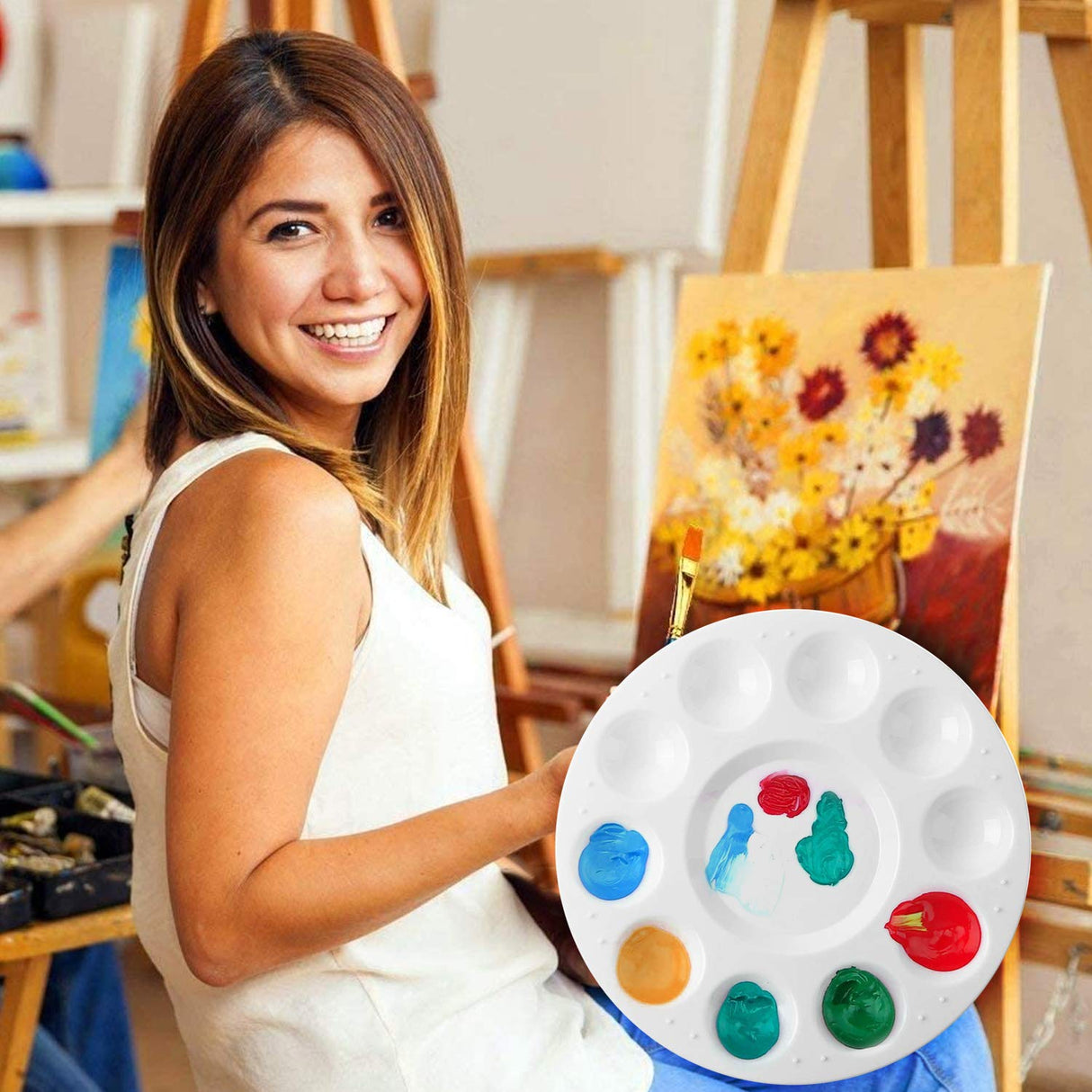 Zalduig Paint Tray Palettes, 6 Pack, Painting Supplies, Painting Palette for Kids, Plastic Palette Zalduig
