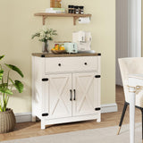 Coffee Bar Cabinet, Kitchen Storage Cabinet,Sideboard Buffet Cabinet with Storage,15.55" D x 31.5" W x 34.65" H Bar Door Kitchen Cabinet, Farmhouse Cabinet with Drawer and Adjustable Shlef, White Mufico