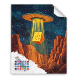 UFO Paint by Number, Funny Paint by Numbers for Adults, Spaceship Acrylic Painting Kit, Flying Saucer Inhaled Cheese Poster, Abstract Home Wall Decor - Canyon Landscape(16x20inch, No Frame) Cawpom