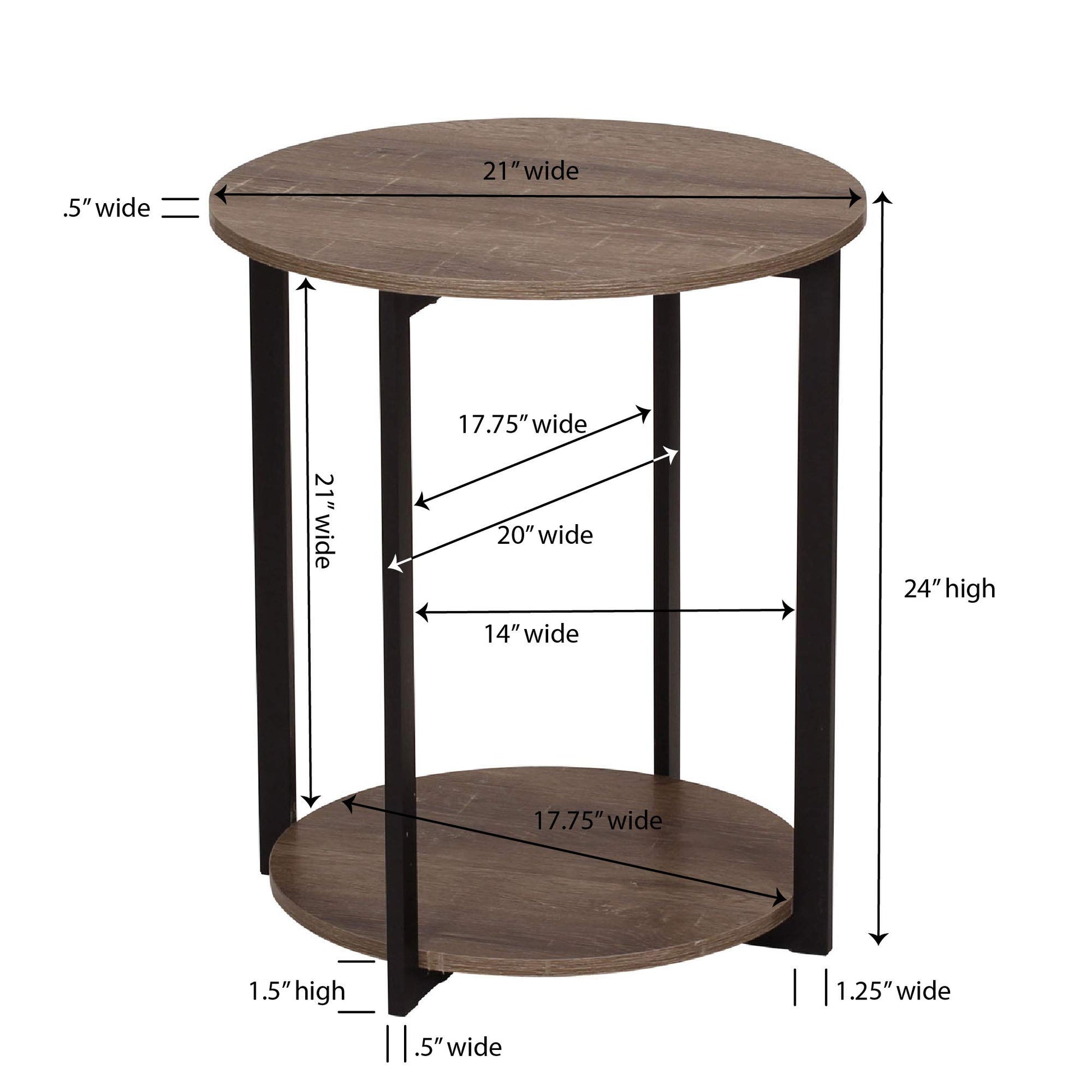 Household Essentials Wooden Side End Table with Storage Shelf | Ashwood - WoodArtSupply