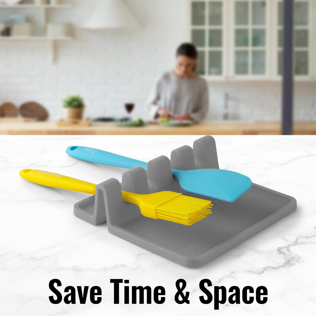 Zulay Kitchen Silicone Utensil Rest - BPA-Free, Durable Spoon Rest with Drip Pad - Heat-Resistant Spoon Rest for Stove Top - Spoon Rest for Kitchen Counter - Kitchen Gadgets & Kitchen Utensils Holder Zulay Kitchen