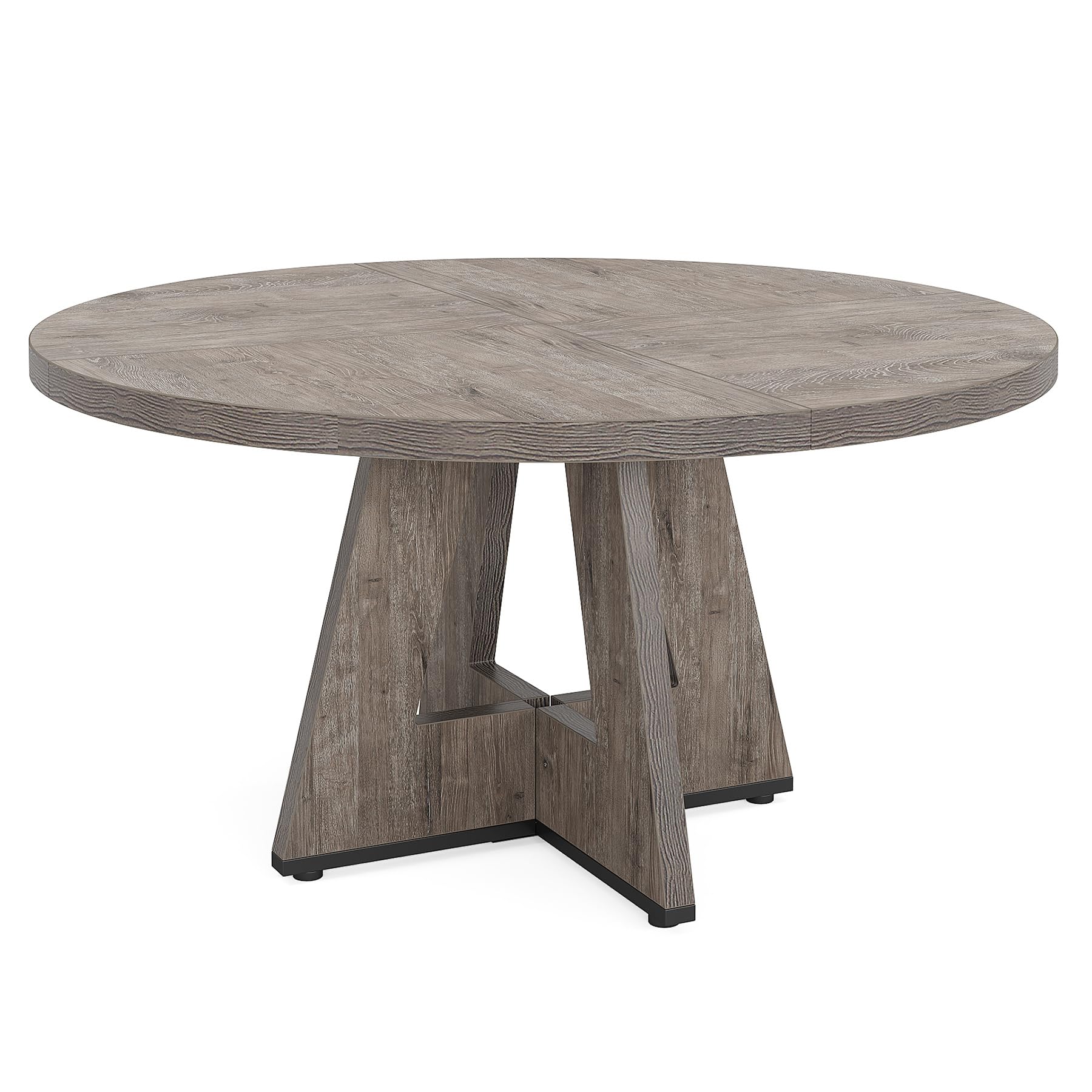 Tribesigns Round Dining Table for 4, 47 Inch Grey Kitchen Table Small Dinner Table Farmhouse Wood Kitchen Dinning Table for Dining Room Kitchen,Living Room (Chairs not Included) - WoodArtSupply