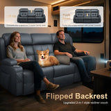 3-Seater Loveseat Recliner Sofa, Home Theater Seating Reclining Couch with Flip Middle Backrest, RV Wall Hugger Sleeper Sofa with Massage, Dawer & Cup Holders, 150° Recline for RV & Living Room TOMOSLTER