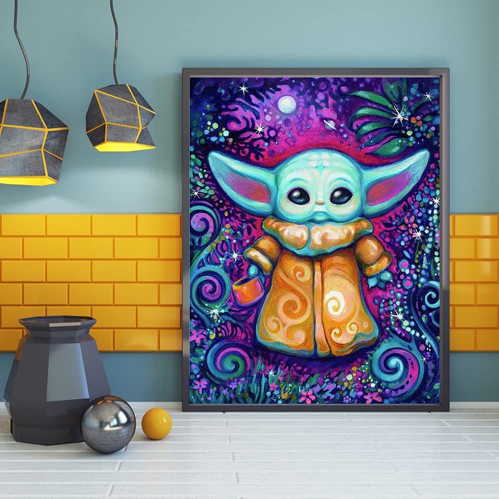 DIY 5D Diamond Painting Movie by Number Kits Full Drills for Adults,Round Drill Cross Crystal Rhinestone Pictures Arts Craft for Home Wall Decor Gift.(Interstellar Baby-1/30X40cm/11.8X15.7inch) vodwml