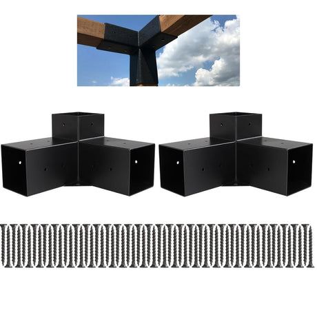 LANIAKEA 2PCS Pergola Brackets, 3-Way Right Angle Corner Bracket Pergola Kit with Screws, Pergola Hardware for 4x4 Inch(Actual: 3.5x3.5 Inch) Wood Beams LANIAKEA