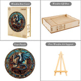 KAAYEE Wooden Puzzles for Adults-Dragon Library Wooden Jigsaw Puzzle Unique Shape Wooden Puzzle Wood Puzzle for Adults,Family Puzzles for Aduls (M-11.4 * 11.4in-200pcs) KAAYEE