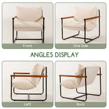 HIGOGOGO Modern Accent Chair, Living Room Chair with Wood Armrests, Shredded Foam Cushion, and Sturdy Metal Frame Reading Chair, Beige HIGOGOGO