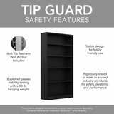 Bush Furniture Universal Tall 5 Shelf Bookcase in Black, Vertical Storage and Display Bookshelf for Home Office or Living Room Organization Bush Furniture