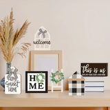 Tiered Tray Decor Set for Rustic Home Country Kitchen Dining Room Living Room Table Decorations Farmhouse Modern White and Black Tray Decorative with Wooden Beads and Board (No Tray) MKER HOME