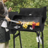 445 Square Inches Charcoal Grill with Offset Smoker, Leonyo Large Barrel Charcoal Grills with Smoker Cover, Chimney Starter for Outdoor BBQ Camping, Black Leonyo