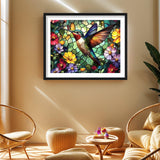 Hummingbird Diamond Art Paintings Flowers 5D Diamond Painting Kits for Adults Beginners DIY Stained Glass Diamond Art Kits Full Drill Gem Art Crafts for Adults Bird Wall Art Decor Gift 16x12 Inch PINFFSHU