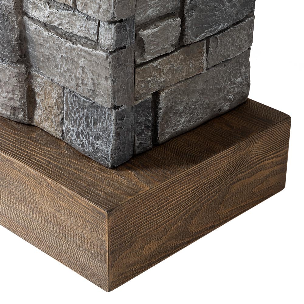 Modern Ember Raeford 40 Inch Wood Fireplace Mantel with Stone Brick Surround and 18" Electric Fireplace Insert | 40" L x 40" H x 11.5" D Modern Ember