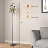 Oneach 68" Floor Lamps for Living Room, Stepless Dimmable Boho Floor Lamp with 3 Bulbs, Tall Farmhouse Industrial Corner Standing Tree Lamp for Bedroom, Office, Study Room, Dining Room, Black Oneach