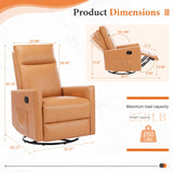 Sweetcrispy Recliner Chair, 360 Swivel Rocker Chair for Adults, Glider Rocker Recliners, Nursery Chairs for Living Room, High Back, Upholstered Deep Seat,Brown Sweetcrispy