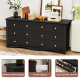 YESHOMY Dresser with 6 Drawer, Wood Wide Chest Storage Organizer and TV Stand for Living Room, Hallway, Dormitory, Black YESHOMY
