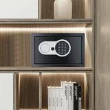 DASHEENCO 0.5 Cuft Steel Security Safe, Lock Box with Electronic Keypad & Emergency Keys, Anti-Theft Home Safe Box for Cash, Documents, Handguns, Jewelry, Black DASHEENCO