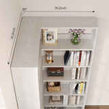 4 EVER WINNER Corner Book Shelf with LED Lights, 71” Corner Bookshelf for Living Room, Study Room, Wooden Storage Display Industrial l Shaped Bookshelf, White 4 EVER WINNER