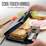 OVENTE Electric Panini Press Grill with Nonstick Plates, LED Indicator Lights, Thermostat Control, Cool Touch Handle, Compact Sandwich Maker Perfect for Cooking Breakfast, Snacks & More, Black GP0401B OVENTE